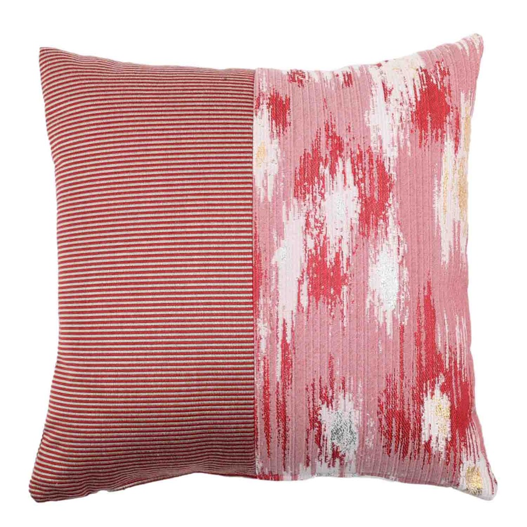 Luxurious cushion square Carrè Bis in multicolor/pattern fabric