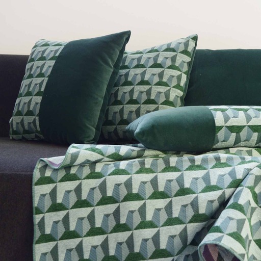 Luxurious cushion square Carrè Bis in multicolor/pattern fabric