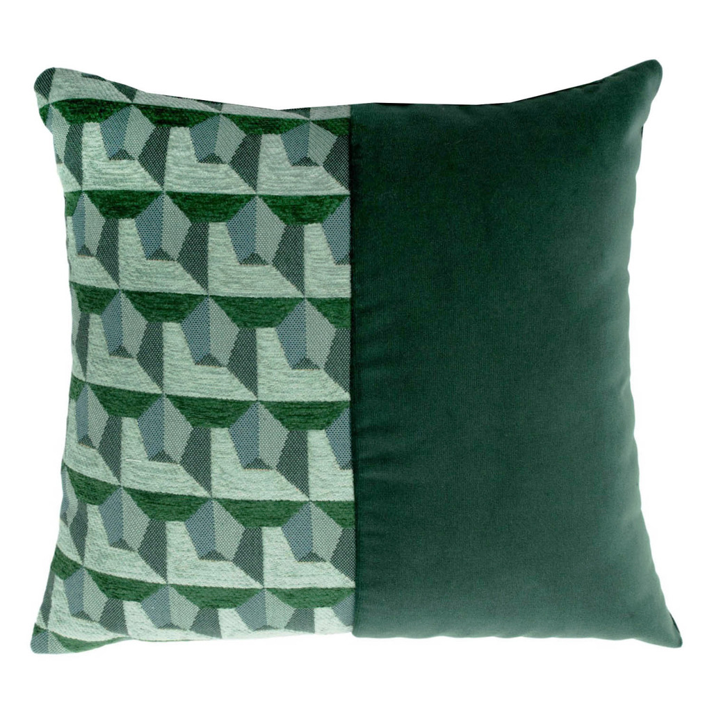 Luxurious cushion square Carrè Bis in multicolor/pattern fabric